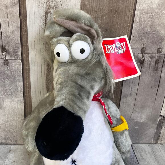 VTG Dakin & Co Pavlov Dog Gray Stuffed Animal Plush 1985 Tag Watch and Bandanna - Picture 9 of 13